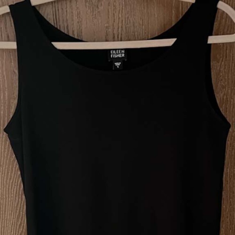 Eileen Fisher Tank Top - Silk - Black - Scoop Neck - Sleeveless - S